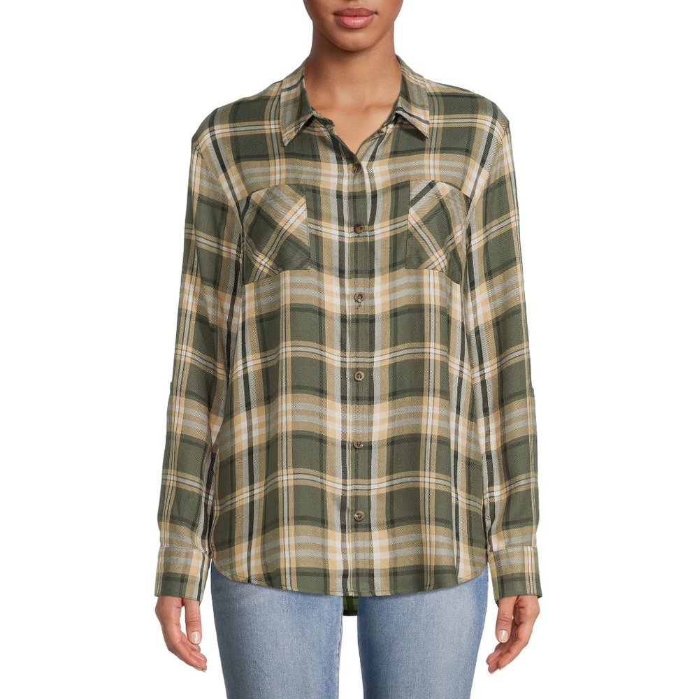 No Boundaries Jr's Button Front Plaid Shirt XXL 21
